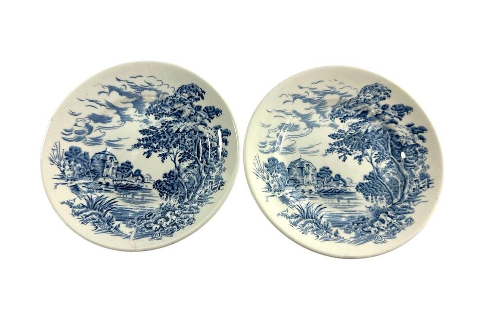 Vintage Enoch Wedgwood Countryside Blue White Plates 5.75” England Set of 2